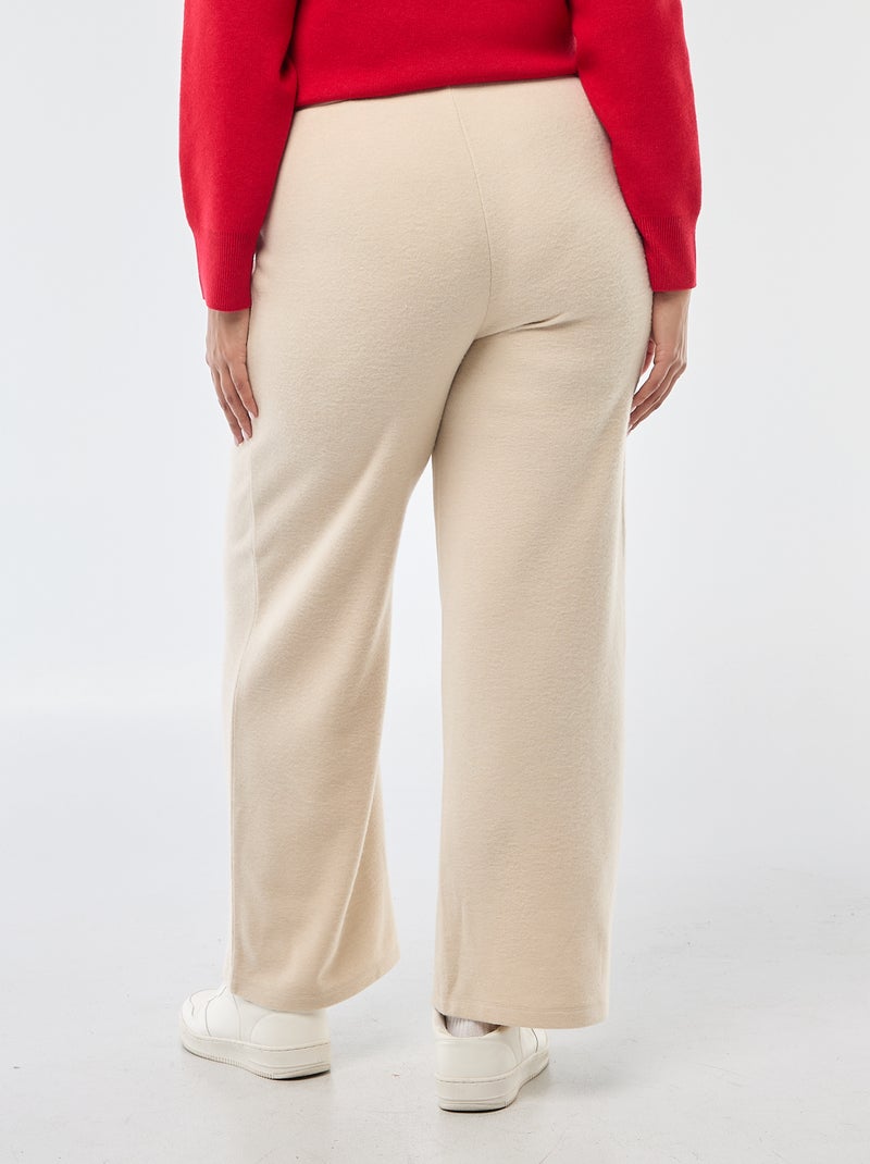 Pantalon confort en maille côtelée Beige - Kiabi