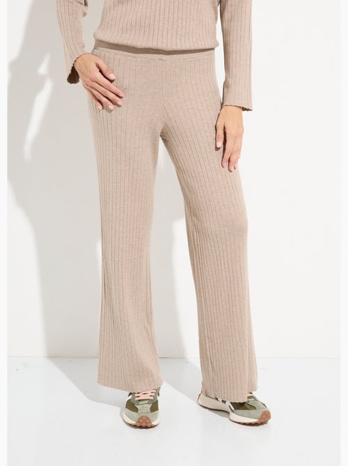 Pantalon confort, maille cotes plates - AFIBEL - Kiabi