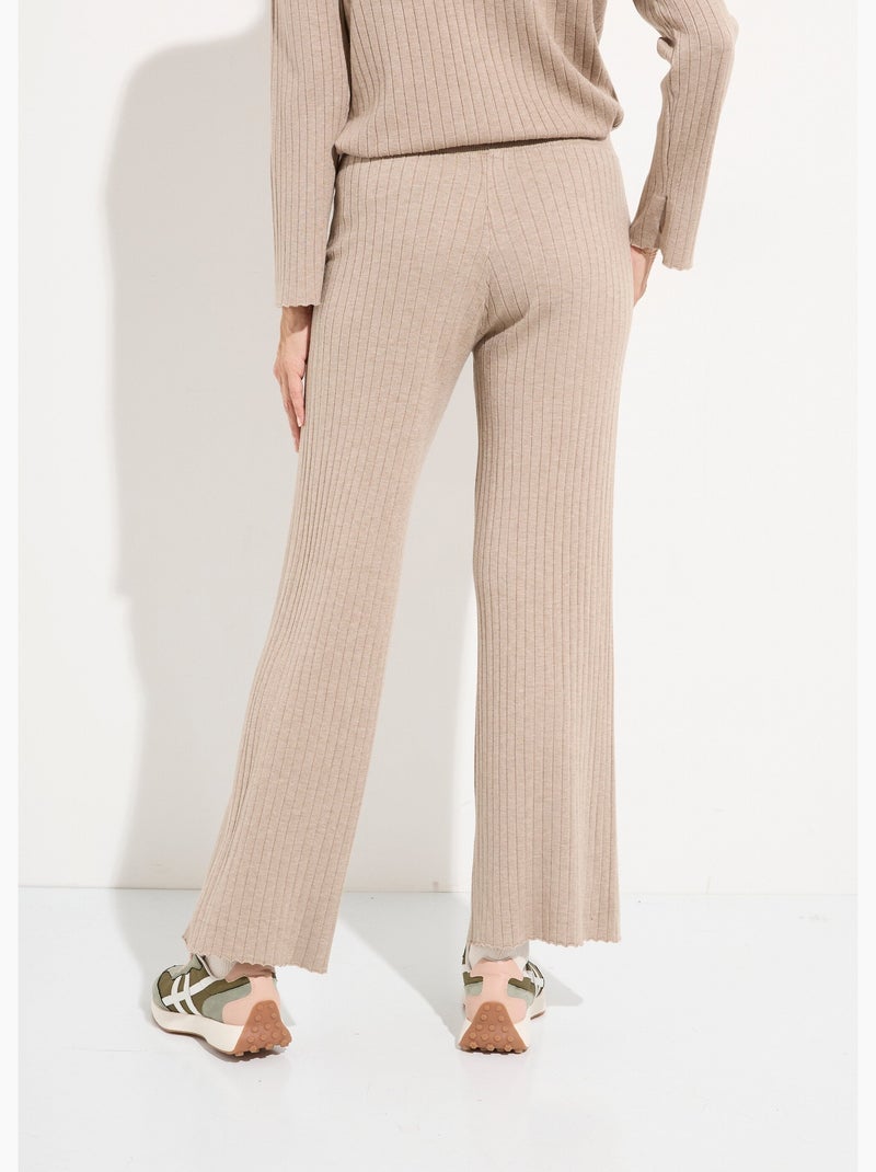 Pantalon confort, maille cotes plates - AFIBEL Beige - Kiabi