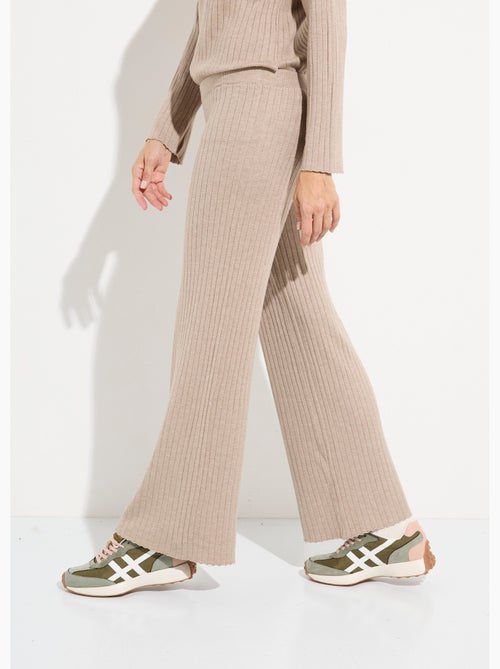 Pantalon confort, maille cotes plates - AFIBEL - Kiabi