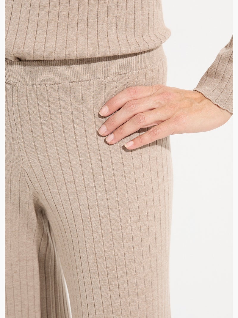 Pantalon confort, maille cotes plates - AFIBEL Beige - Kiabi