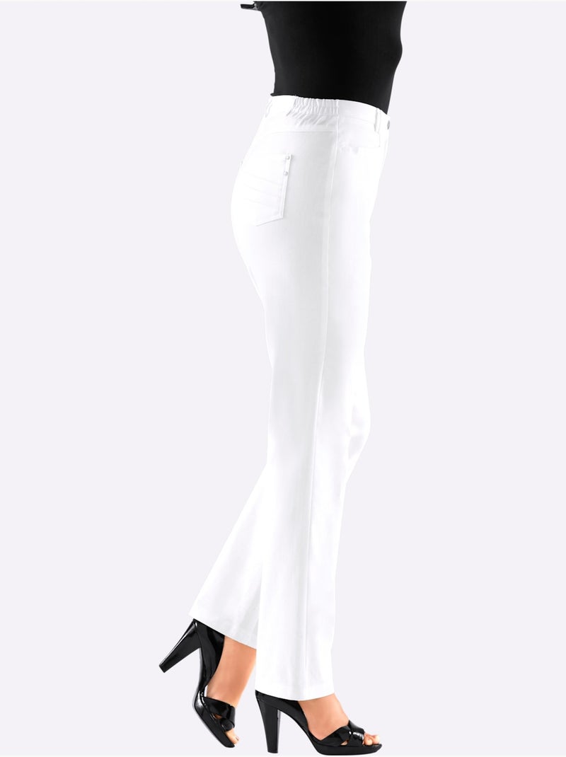 Pantalon confortable à ceinture élastique avec poches décoratives - Taille standard - Witt Blanc - Kiabi