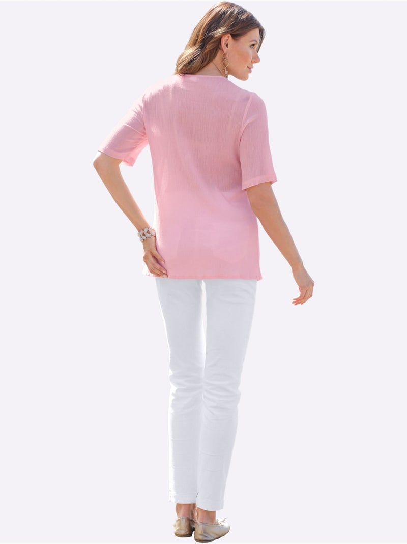 Pantalon confortable à ceinture élastique avec poches décoratives - Taille standard - Witt Blanc - Kiabi