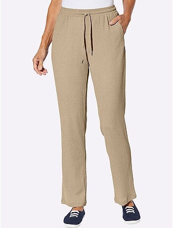 Pantalon décontracté à ceinture élastique et poches latérales - taille courte - moda vilona