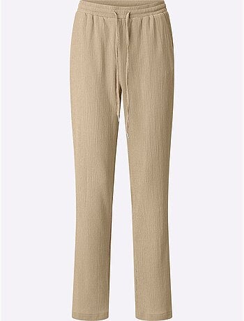 Pantalon décontracté à ceinture élastique et poches latérales - taille courte - moda vilona