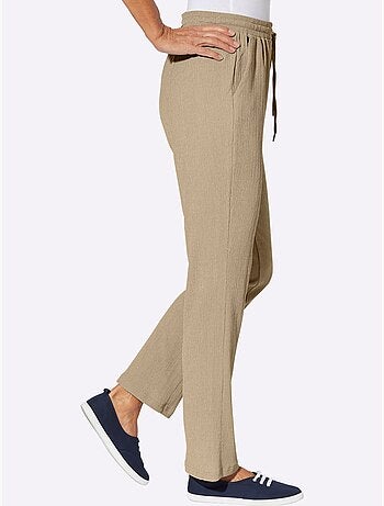 Pantalon décontracté à ceinture élastique et poches latérales - taille courte - moda vilona
