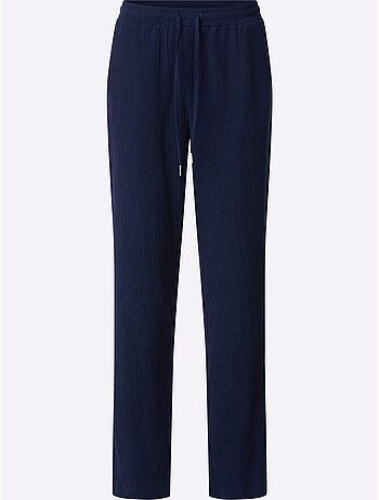 Pantalon décontracté à ceinture élastique et poches latérales - taille courte - moda vilona