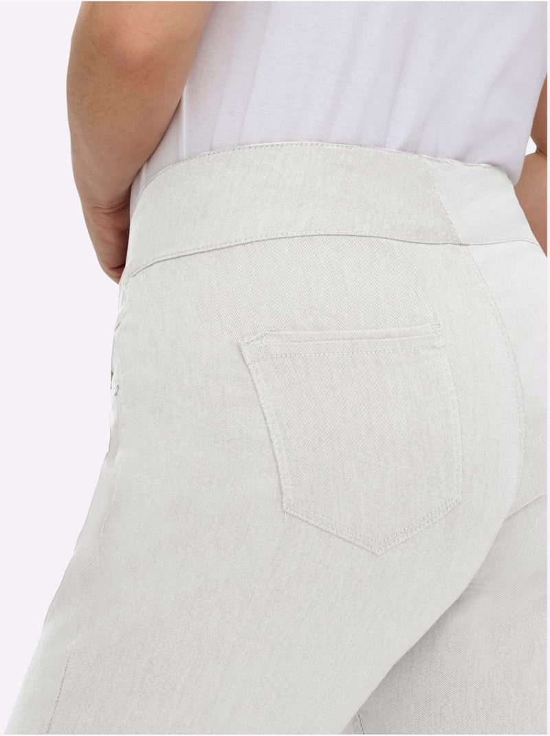 Pantalon confortable à ceinture élastique et fausses poches - taille extra courte - witt Blanc - Kiabi