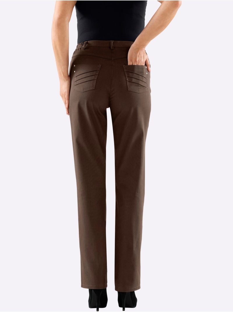 Pantalon confortable à poches avec ceinture élastique latérale - Taille standard - Witt Moka - Kiabi