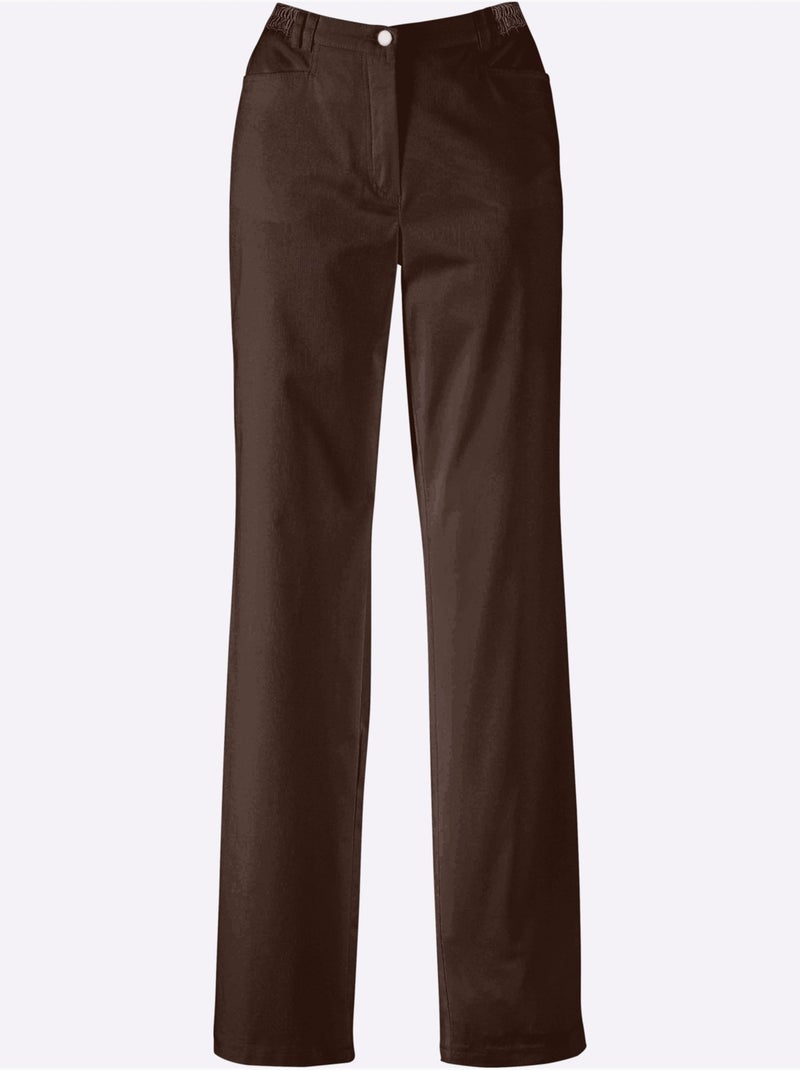 Pantalon confortable à poches avec ceinture élastique latérale - Taille standard - Witt Moka - Kiabi