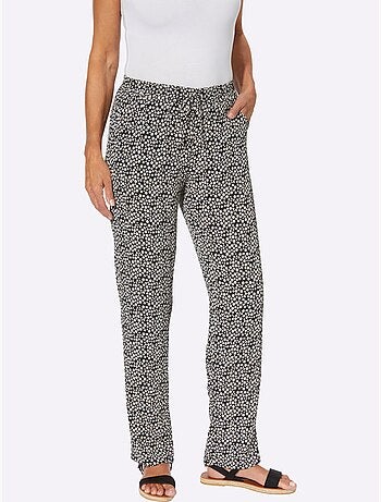 Pantalon confortable avec ceinture élastique et imprimé floral - taille standard - moda vilona