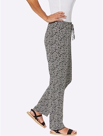 Pantalon confortable avec ceinture élastique et imprimé floral - taille standard - moda vilona