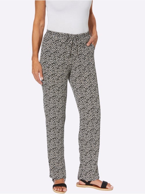 Pantalon confortable avec ceinture élastique et imprimé floral - taille standard - moda vilona - Kiabi Pantalon confortable avec ceinture élastique et imprimé floral - taille standard - moda vilona - Kiabi