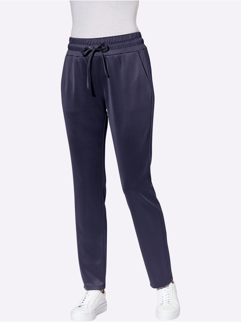 Pantalon confortable avec ceinture élastique et poches devant - Taille standard - Moda Vilona Bleu nuit - Kiabi