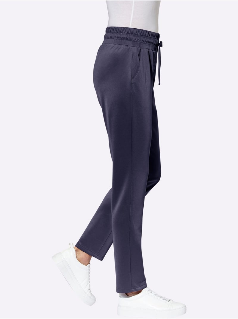 Pantalon confortable avec ceinture élastique et poches devant - Taille standard - Moda Vilona Bleu nuit - Kiabi