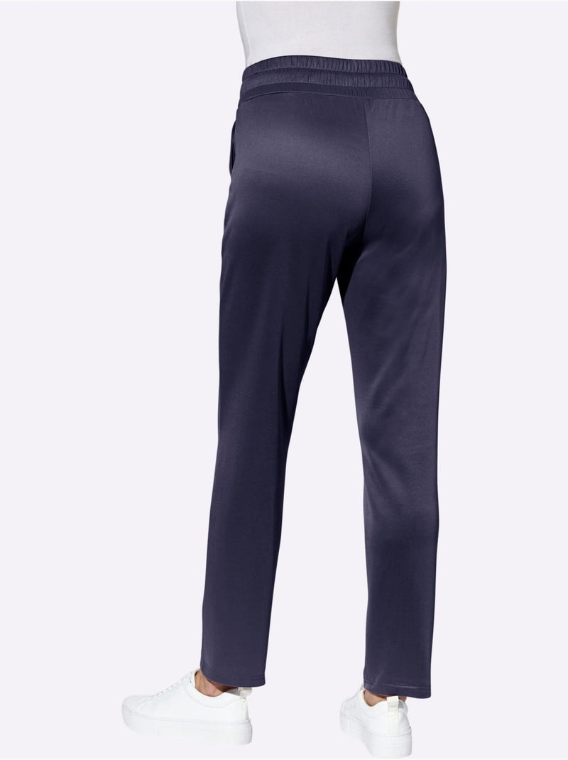 Pantalon confortable avec ceinture élastique et poches devant - Taille standard - Moda Vilona Bleu nuit - Kiabi