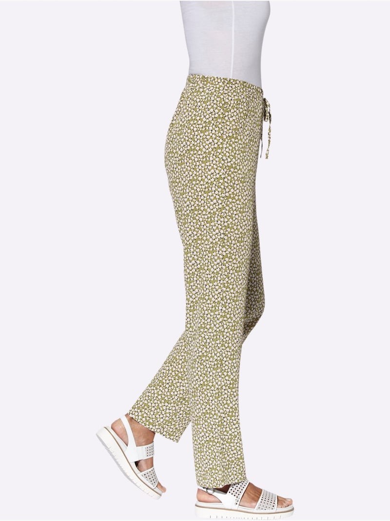 Pantalon confortable avec ceinture élastique et poches latérales - Taille standard - Witt Blanc Vert - Kiabi