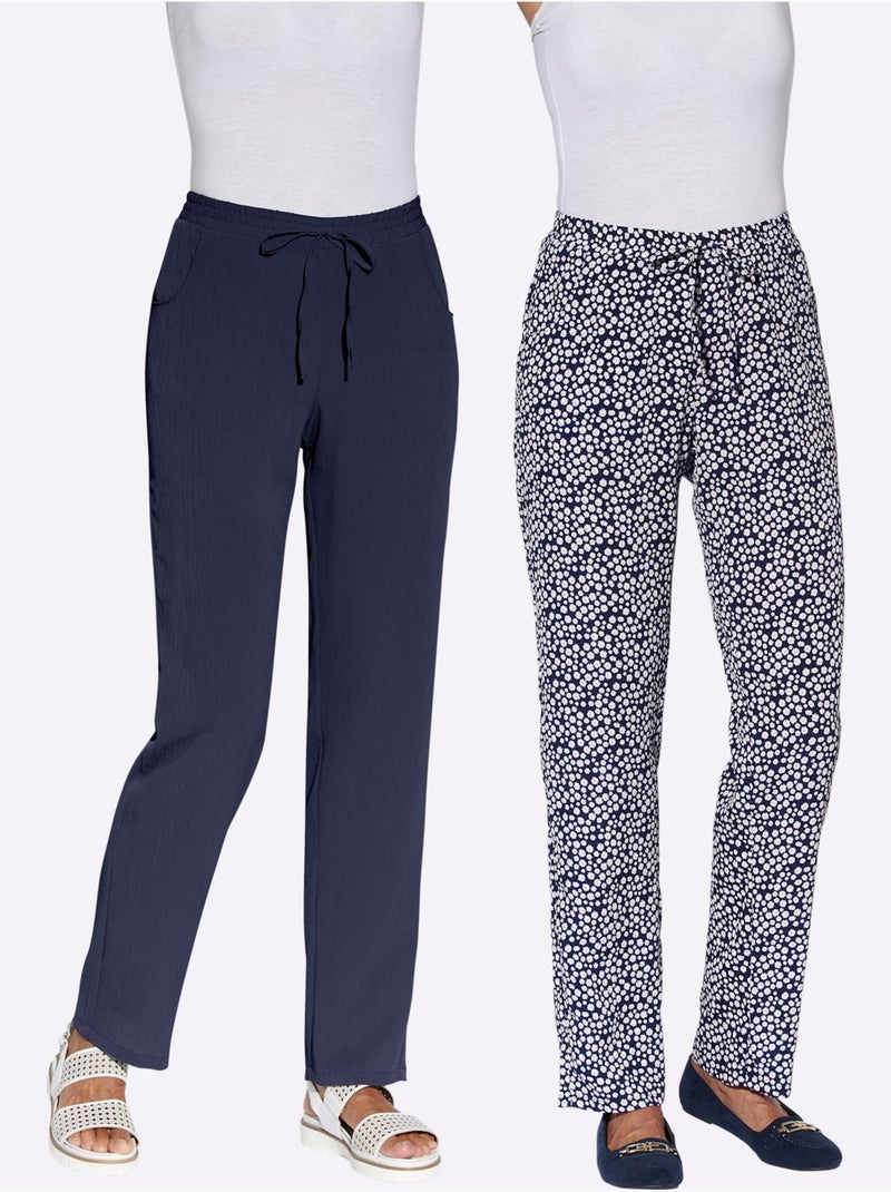 Pantalon confortable avec ceinture élastique et poches latérales - Taille standard - Witt Bleu nuit - Kiabi