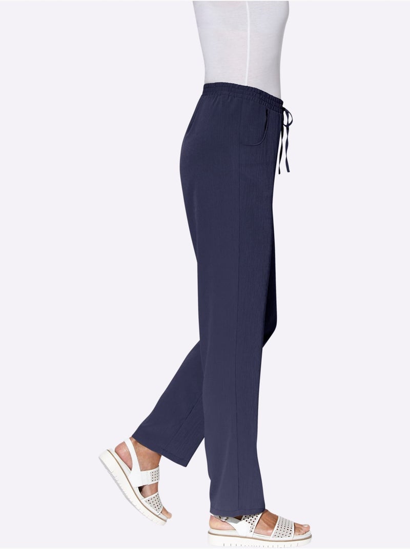 Pantalon confortable avec ceinture élastique et poches latérales - Taille standard - Witt Bleu nuit - Kiabi