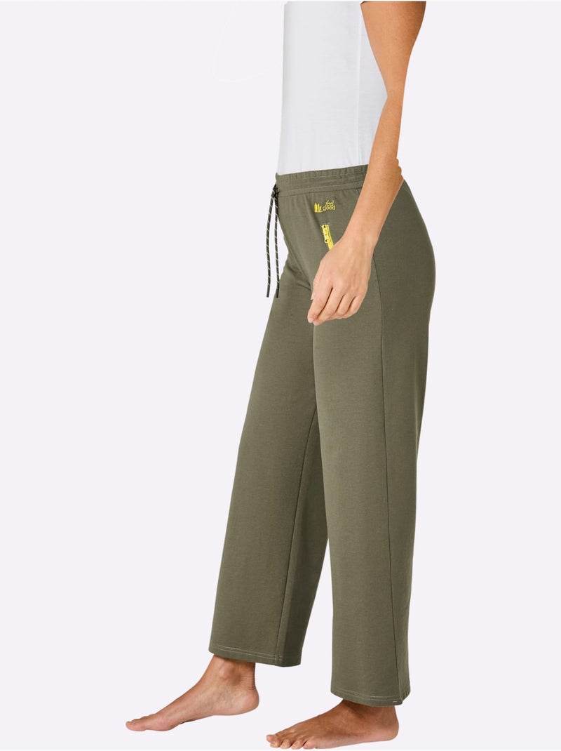 Pantalon confortable en matière sweat à ceinture lisse avec coulisse - Taille standard - Witt Kaki - Kiabi