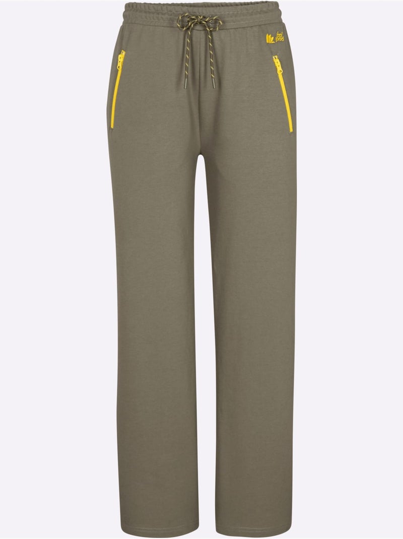 Pantalon confortable en matière sweat à ceinture lisse avec coulisse - Taille standard - Witt Kaki - Kiabi