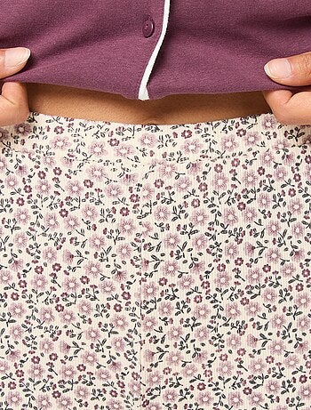 Pantalon côtelé de nuit all-over 'fleur'