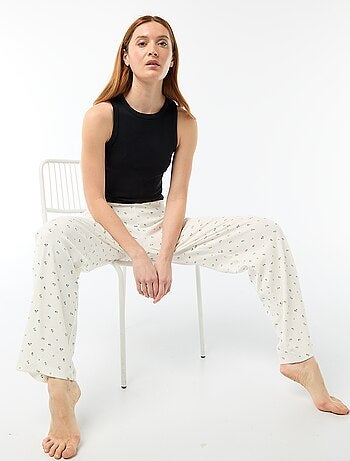 Pantalon côtelé de nuit all-over 'fleur'