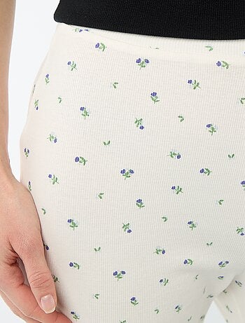 Pantalon côtelé de nuit all-over 'fleur'