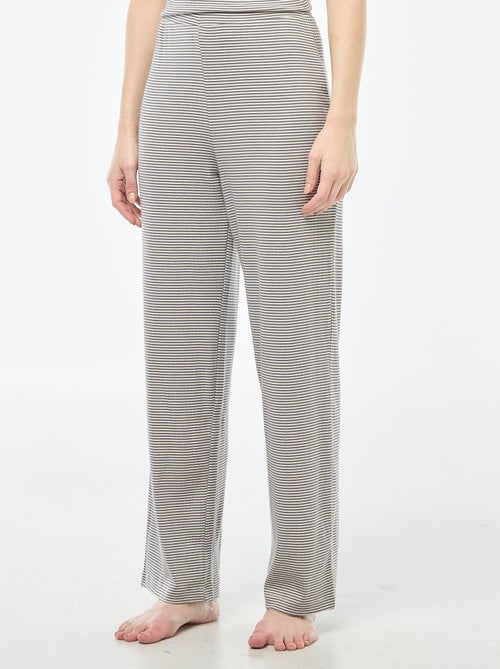 Pantalon côtelé de nuit all-over 'fleur' - Kiabi
