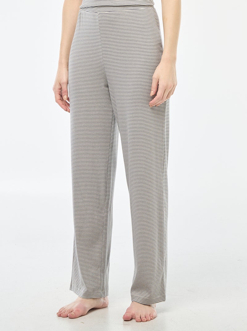 Pantalon côtelé de nuit all-over 'fleur' Bleu - Kiabi