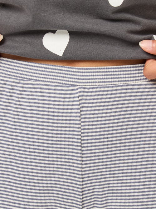 Pantalon côtelé de nuit all-over 'fleur' - Kiabi