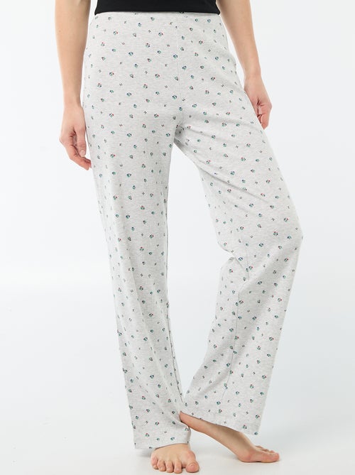 Pantalon côtelé de nuit all-over 'fleur' - Kiabi