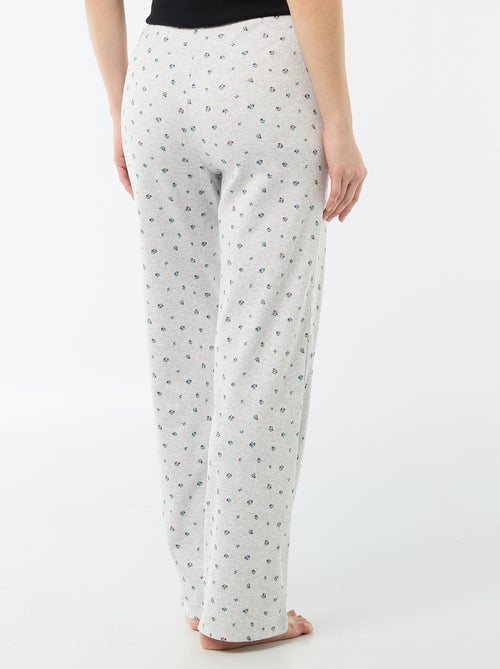 Pantalon côtelé de nuit all-over 'fleur' - Kiabi