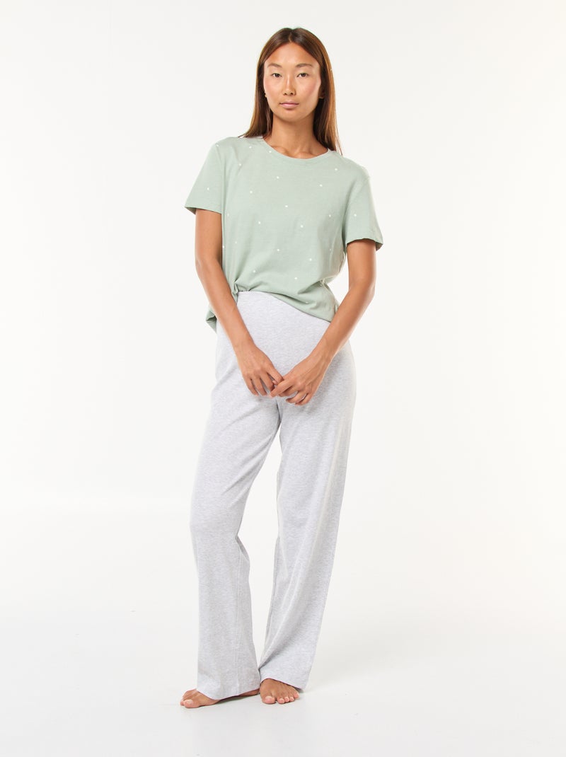 Pantalon côtelé de nuit Gris - Kiabi