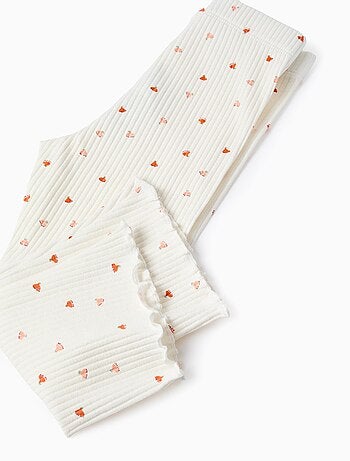 Pantalon Côtelé Fleuri à Bordures Ondulées