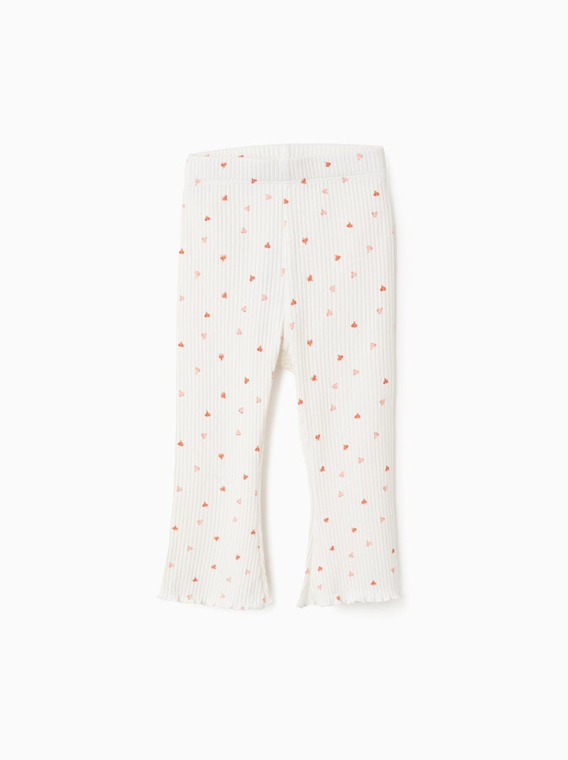 Pantalon Côtelé Fleuri à Bordures Ondulées Blanc - Kiabi