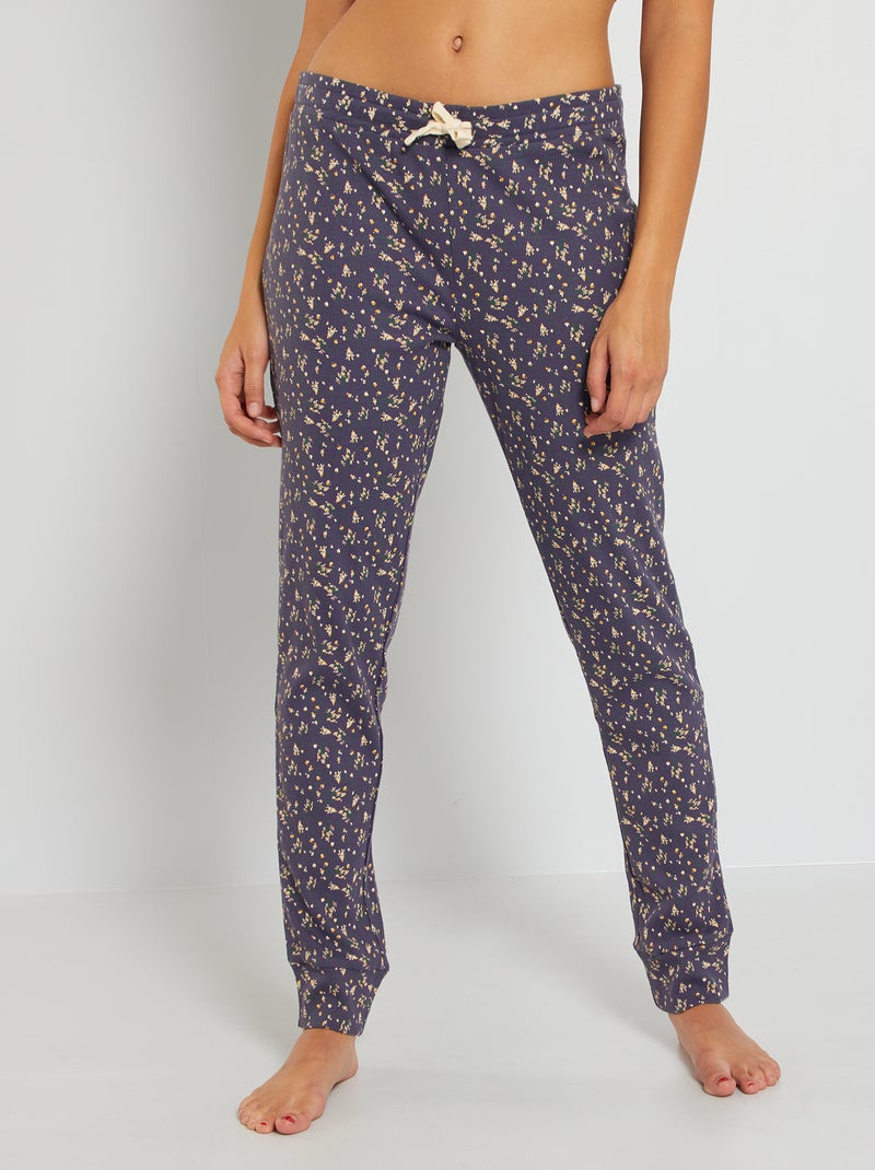 Pantalon côtelé imprimé bleu - Kiabi