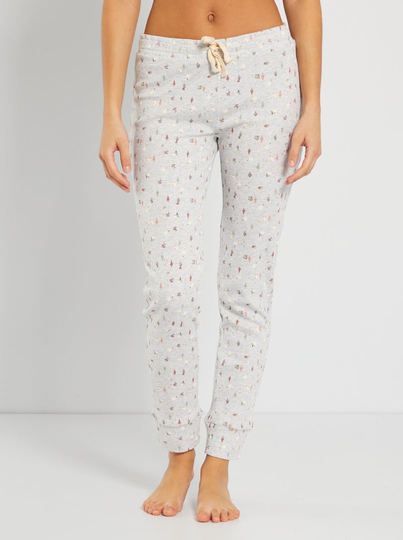 Pantalon côtelé imprimé gris - Kiabi