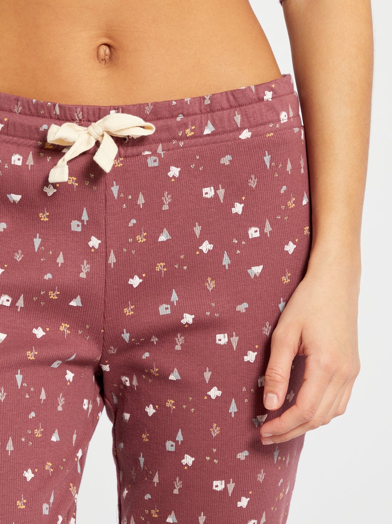Pantalon côtelé imprimé rouge - Kiabi