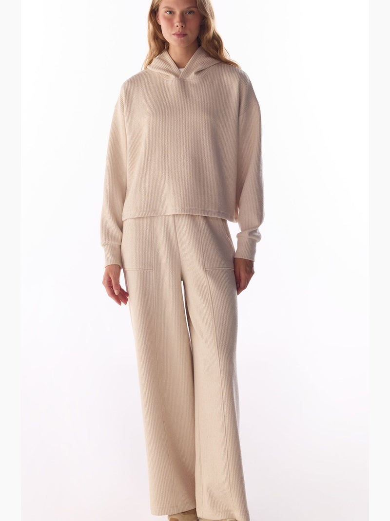 Pantalon côtelé pastel avec détail de couture penti Beige argile - Kiabi