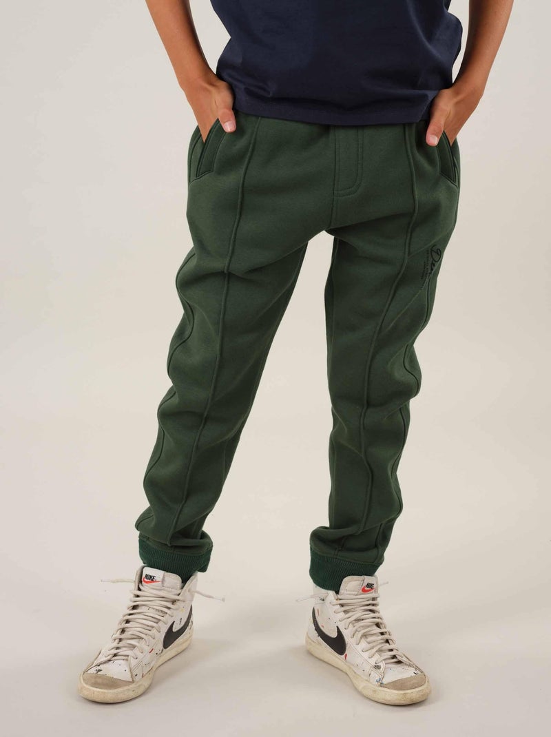 Pantalon coton 'Deeluxe' Vert foncé - Kiabi