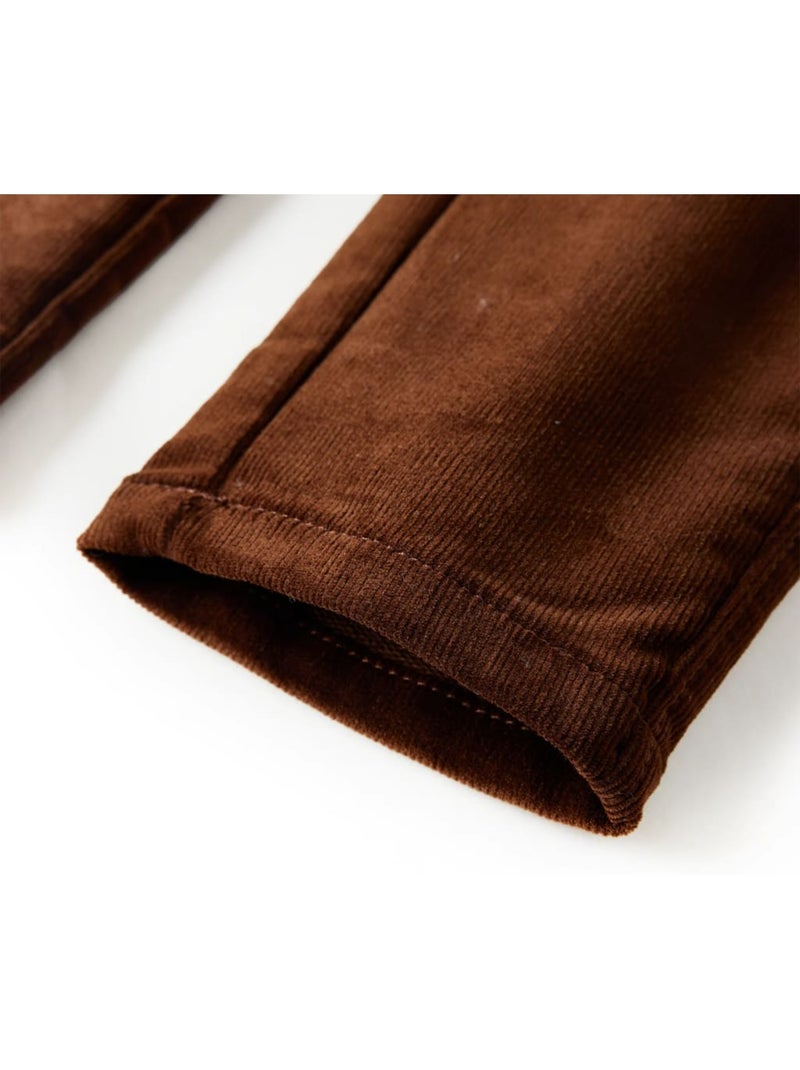 Pantalon coton élasthanne enfant en toile côtelée - vidaxl Marron - Kiabi