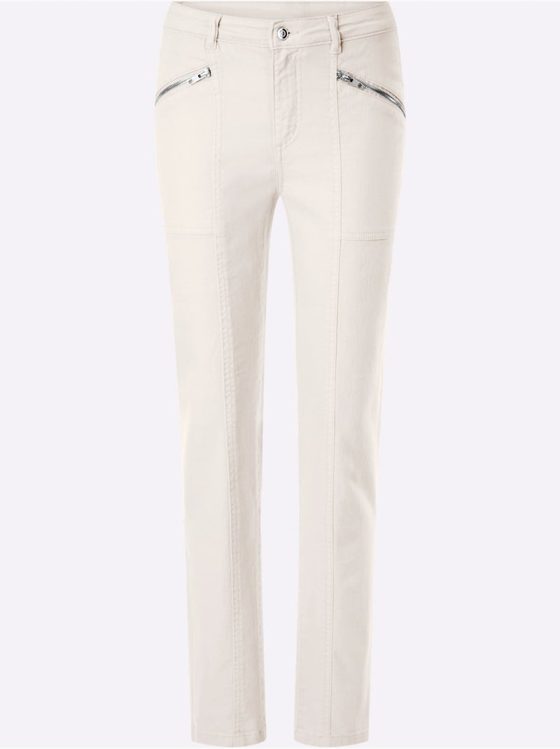 Pantalon coton extensible confortable - taille standard - helline Ecru - Kiabi