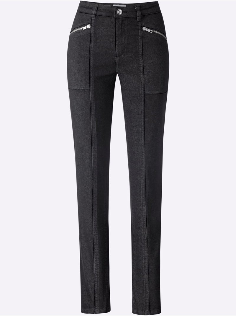 Pantalon coton extensible confortable - taille standard - helline Noir - Kiabi