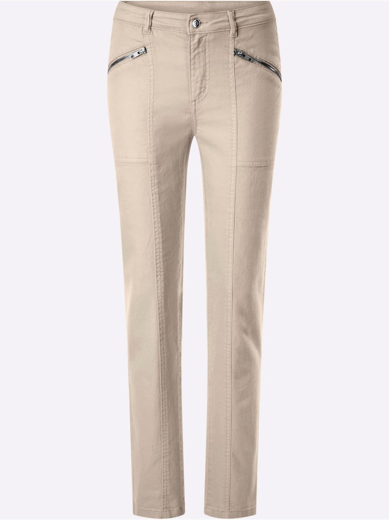 Pantalon coton extensible confortable - taille standard - helline Sable - Kiabi