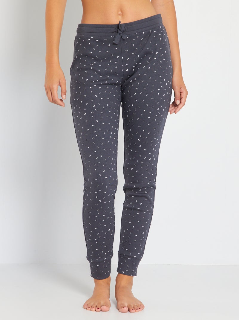 Pantalon coton fines côtes gris - Kiabi