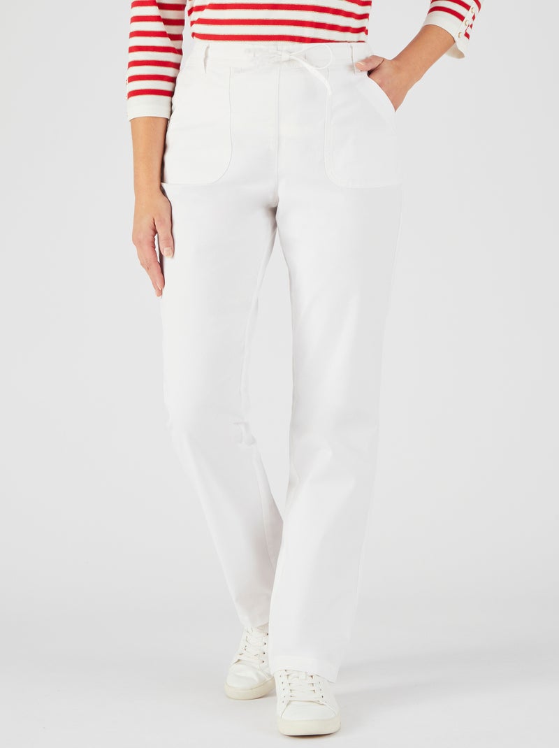 Pantalon coton stretch - Damart Blanc - Kiabi