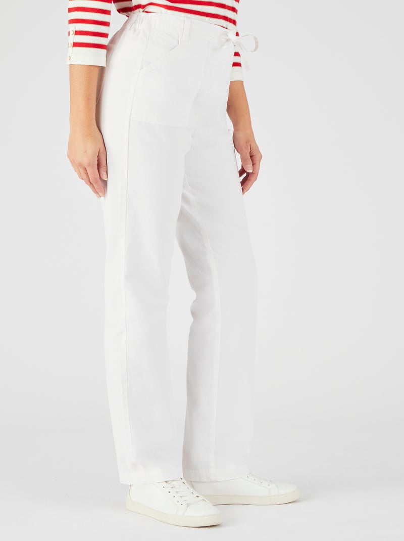 Pantalon coton stretch - Damart Blanc - Kiabi