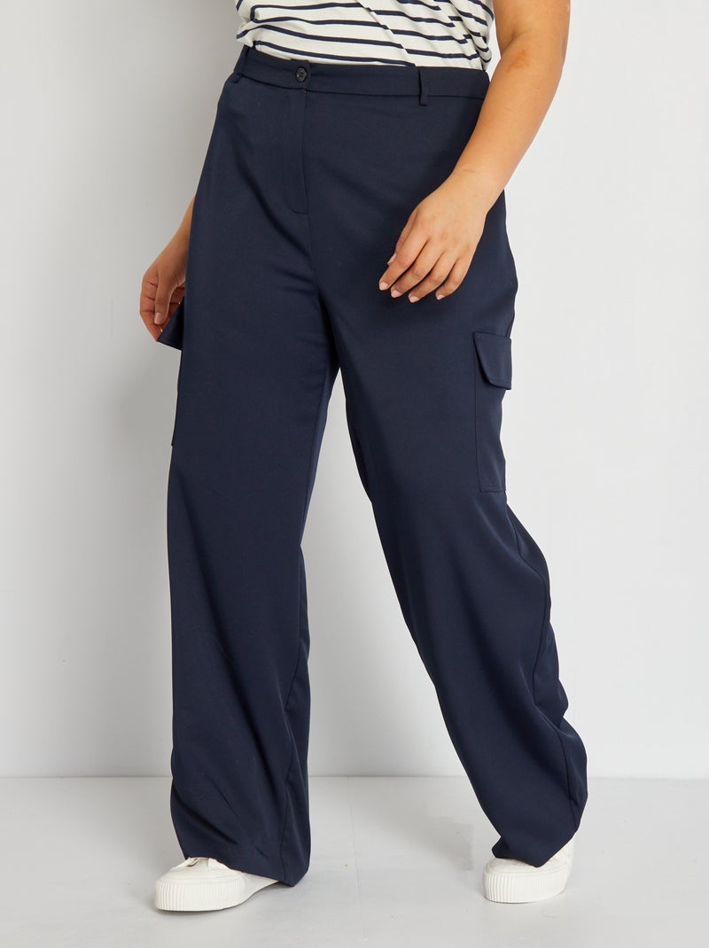 Pantalon couleur unie bleu marine - Kiabi