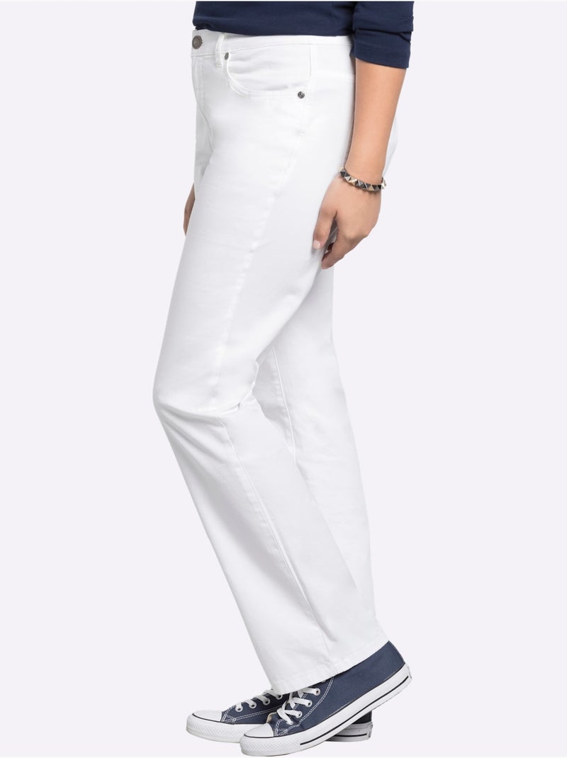 Pantalon coupe 5 poches - taille courte - sheego Blanc - Kiabi
